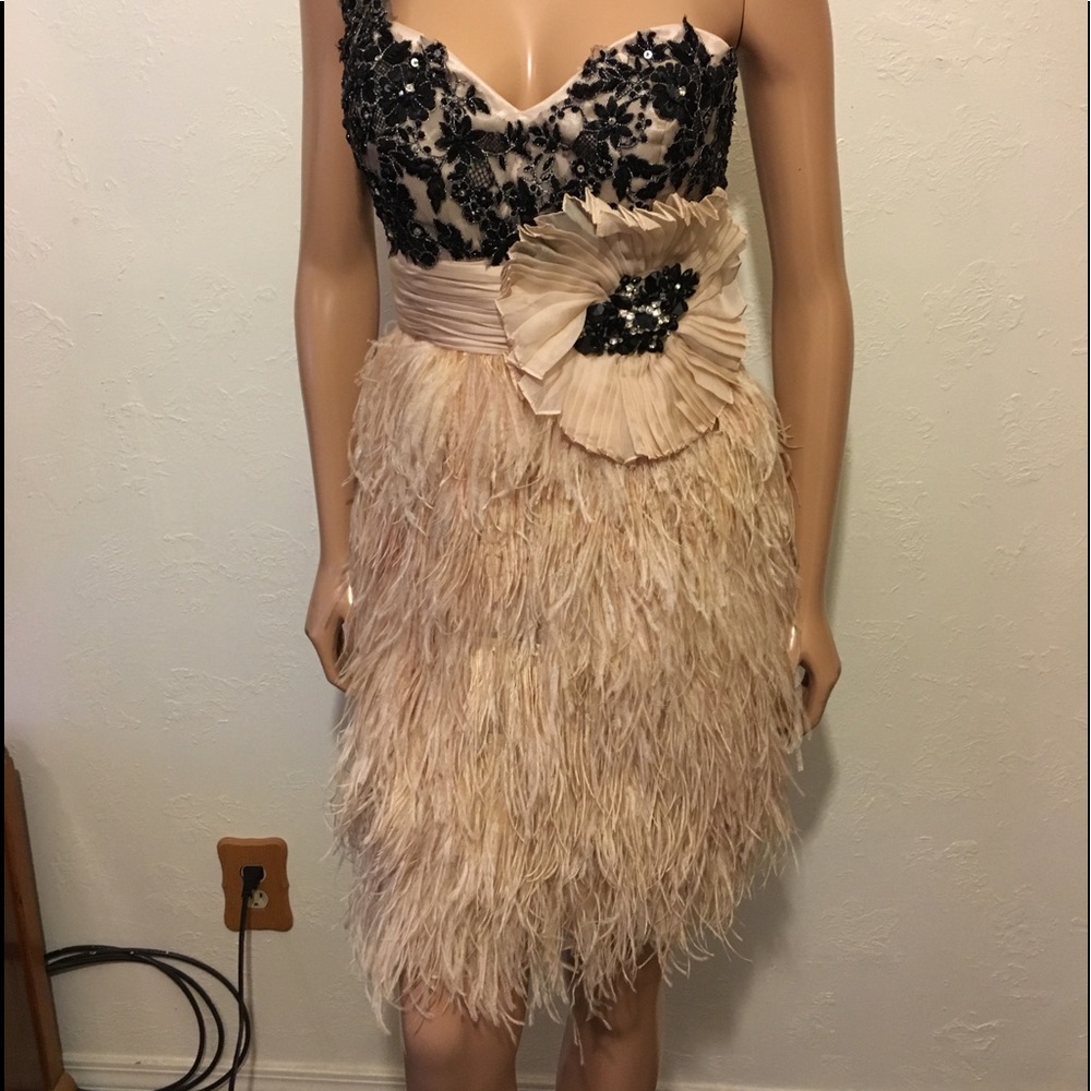 Terani Couture feather PROM dress